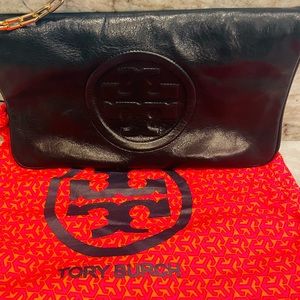 Tory Burch Black Reva  Leather Clutch